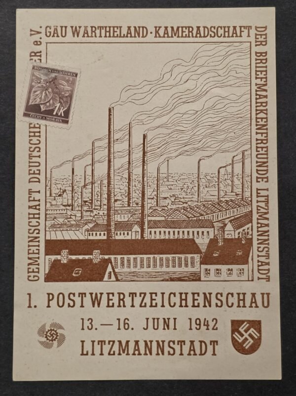 20260826_173415 1942 Nazi German Third Reich NSDAP Gau Wartheland Litzmannstadt Exhibition Postcard