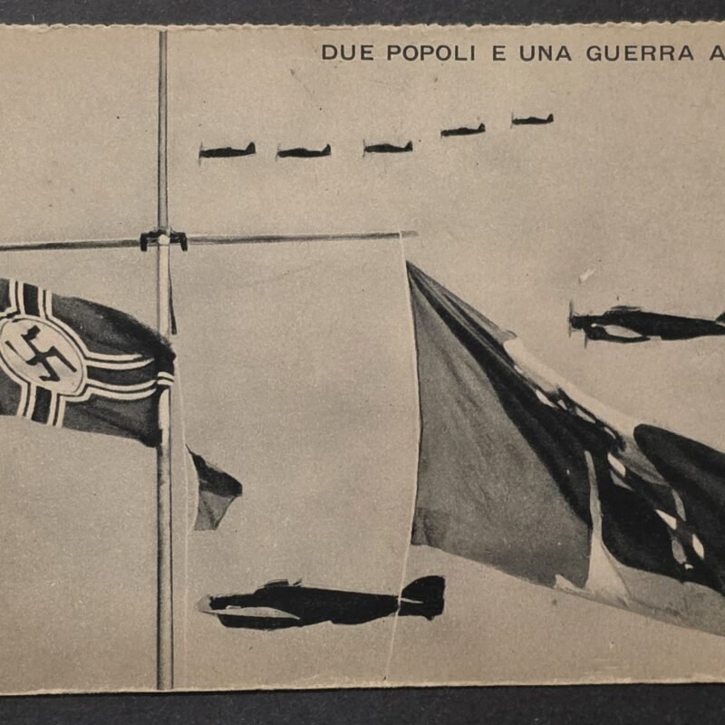 20260826_173500 WWII Italian Axis Aviation Postcard Nazi German Luftwaffe & Italy Fascist Flags