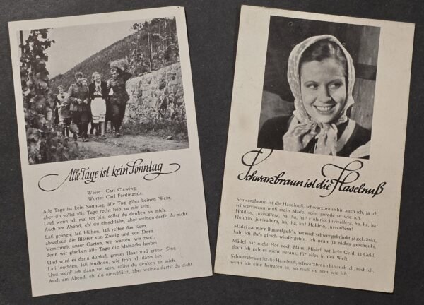 2 WWII German Feldpost Mailed Song Postcards 1941 Soldiers Folk Music Wehrmacht