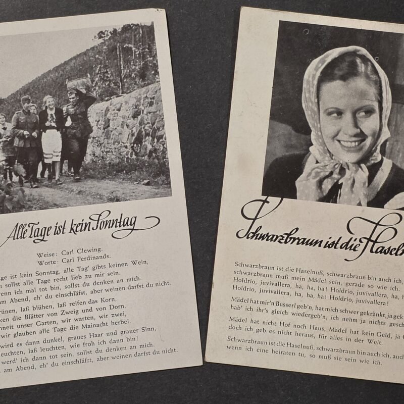 20260826_173706 2 WWII German Feldpost Mailed Song Postcards 1941 Soldiers Folk Music Wehrmacht