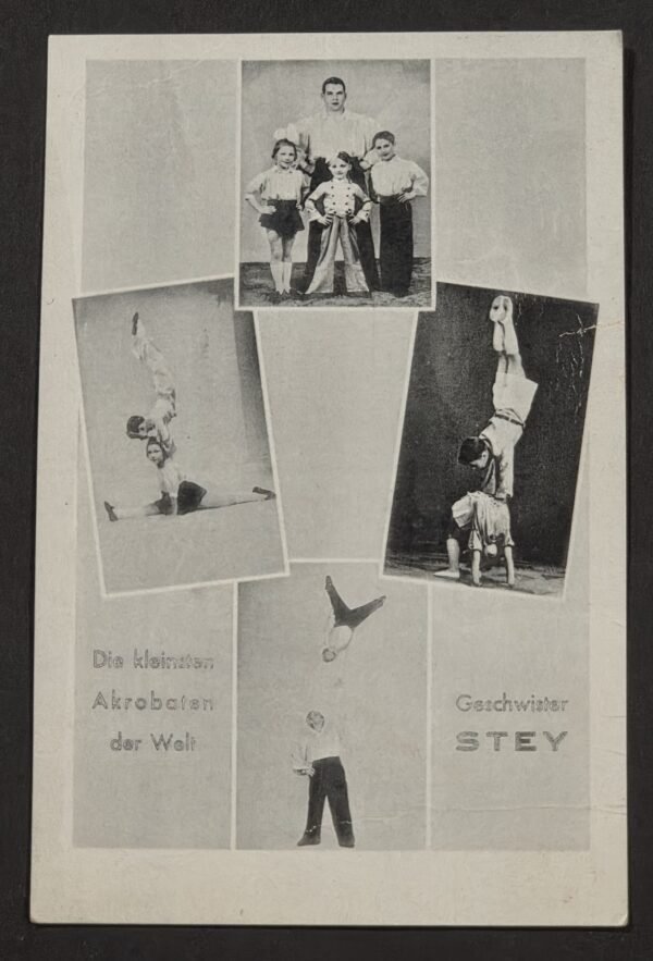 WW2 Third Reich Nazi German Postcard Stey Siblings Child Acrobats Circus Performers