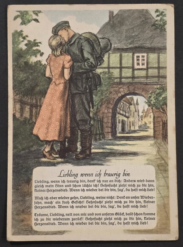 WWII Nazi German 1943 Soldier Sweetheart Postcard Feldpost Love Song Military Mail