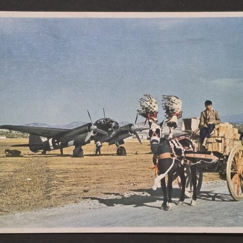 WWII Nazi German Third Reich Luftwaffe Ju 88 Sicily Color Postcard Mediterranean