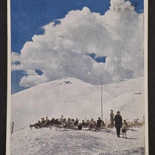 1943 WW2 German Third Reich Postcard Skiing Hitler Stamp Special Ski Cancel