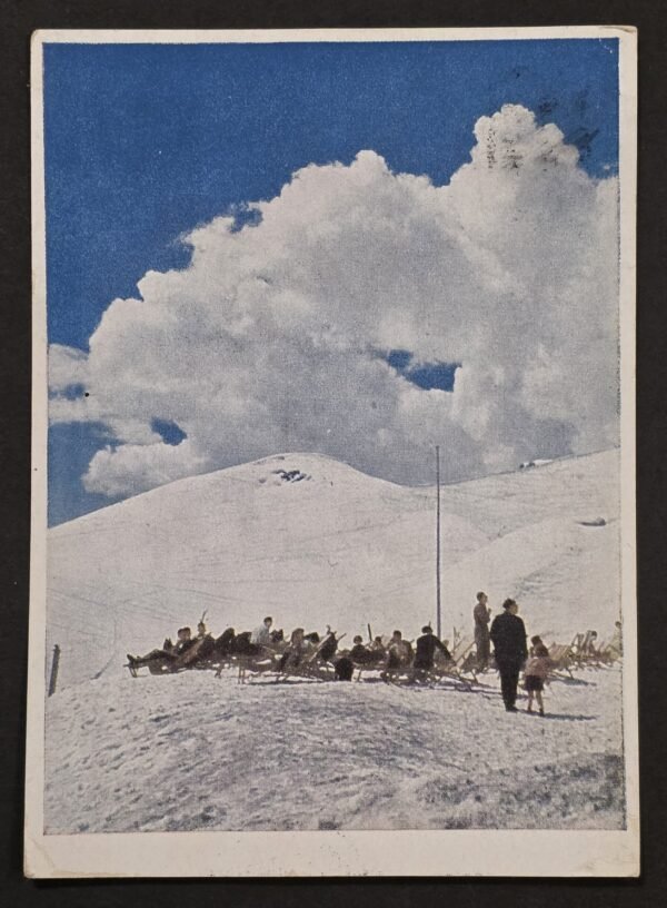 1943 WW2 German Third Reich Postcard Skiing Hitler Stamp Special Ski Cancel