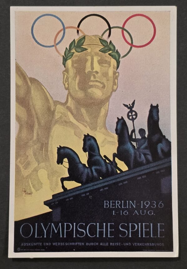 1936 Nazi German Third Reich Berlin Olympics German Propaganda Poster Card Olympic Games Original