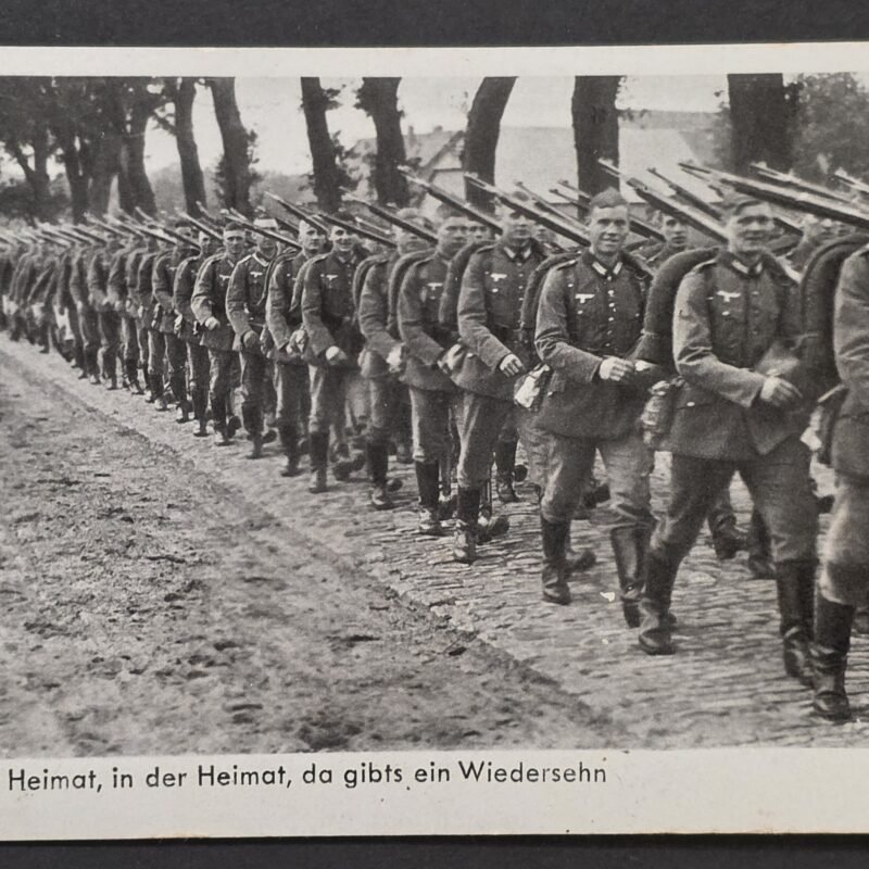 20260827_174248 1941 WWII Nazi German Wehrmacht Photo Postcard Soldiers Marching Rifles Third Reich Feldpost