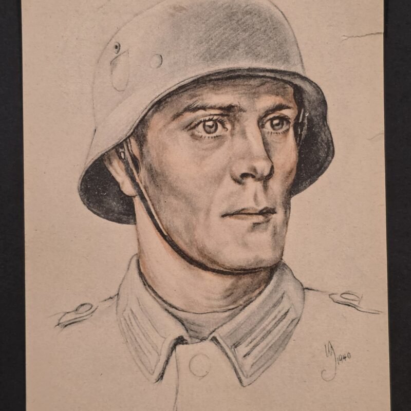 WWII Nazi German Tag der Wehrmacht 1940 Steel Helmet Soldier Third Reich Postcard WHW Stamp Set