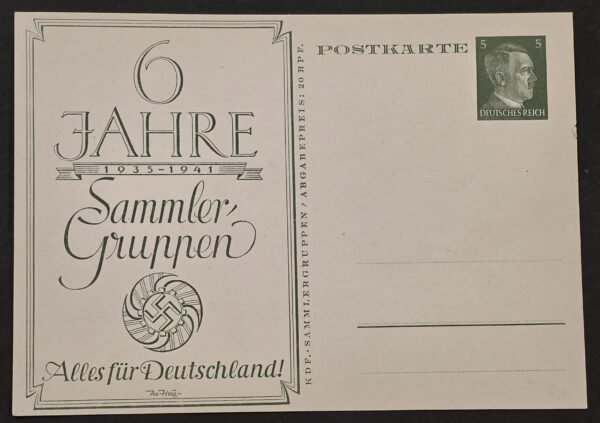 1941 WW2 Nazi German Third Reich Alles Fur Deutschland KdF Collectors Group 1935-1941  Postcard