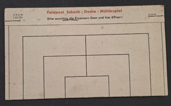 WWII German Feldpost Chess Checkers Mill Game Set DRGM Soldier Pocket Game