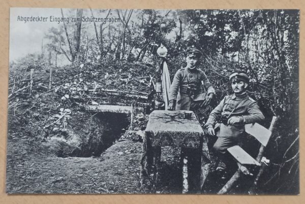 20260827_180921 WWI German Feldpost Postcard 1915 Trench Dugout Bunker Soldiers Schützengraben