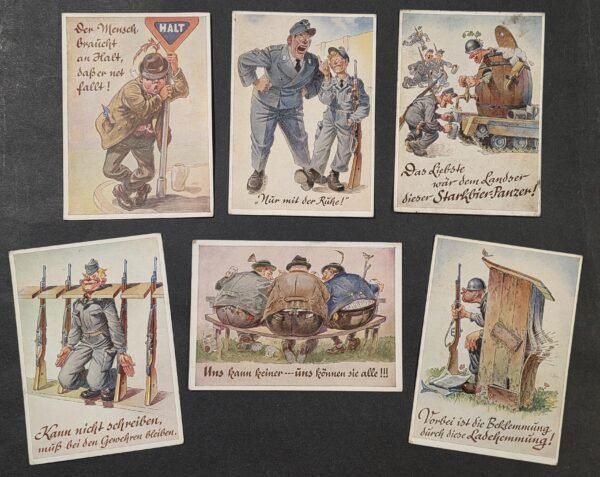20260827_181109 WWII German Comic Soldier Military War Postcards Wehrmacht Humor Art Lengauer
