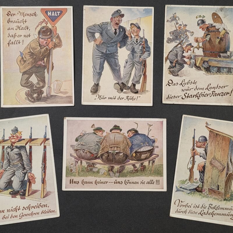 WWII German Comic Soldier Military War Postcards Wehrmacht Humor Art Lengauer