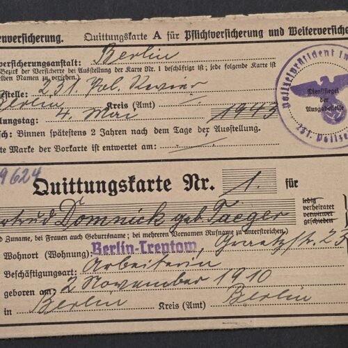 20260827_182103 1942-44 Nazi German Third Reich Berlin Invalidenversicherung Quittungskarte AEG Documents