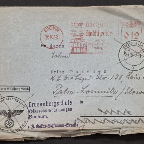 20260827_183127 WW2 German 1942 KLV Lager Childrens Camp Tatra Lomnitz Cover Bochum School Nazi Eagle Swastika Seals