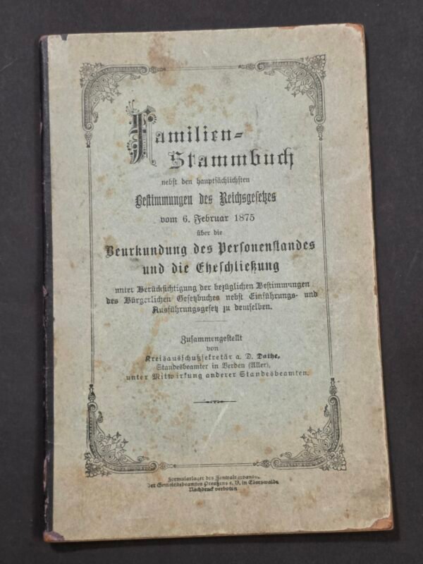 Amtique German Family History ancestry book 1920s