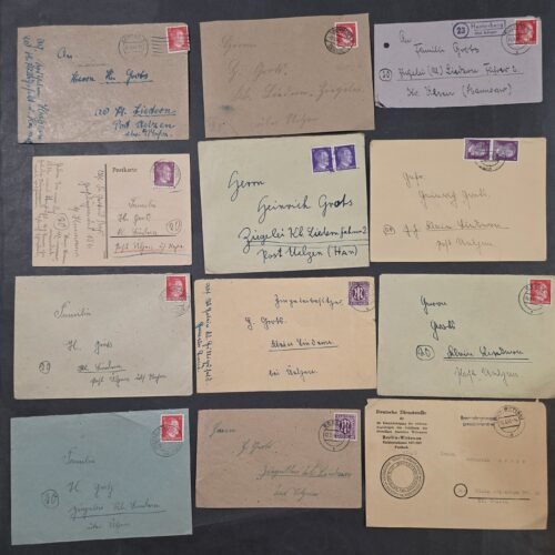 12 WWII Nazi German Third Reich Family Covers 1942-53 Adolf Hitler NSDAP Stamps