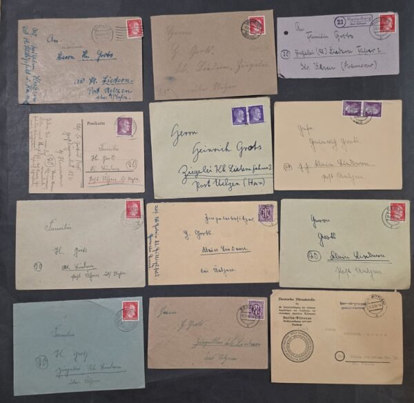 12 WWII Nazi German Third Reich Family Covers 1942-53 Adolf Hitler NSDAP Stamps