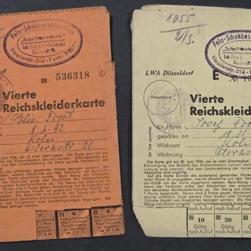 20260827_184607 Pair WWII Nazi German Husband Wife Forst Family Clothing Ration Cards 1943-44 Cologne