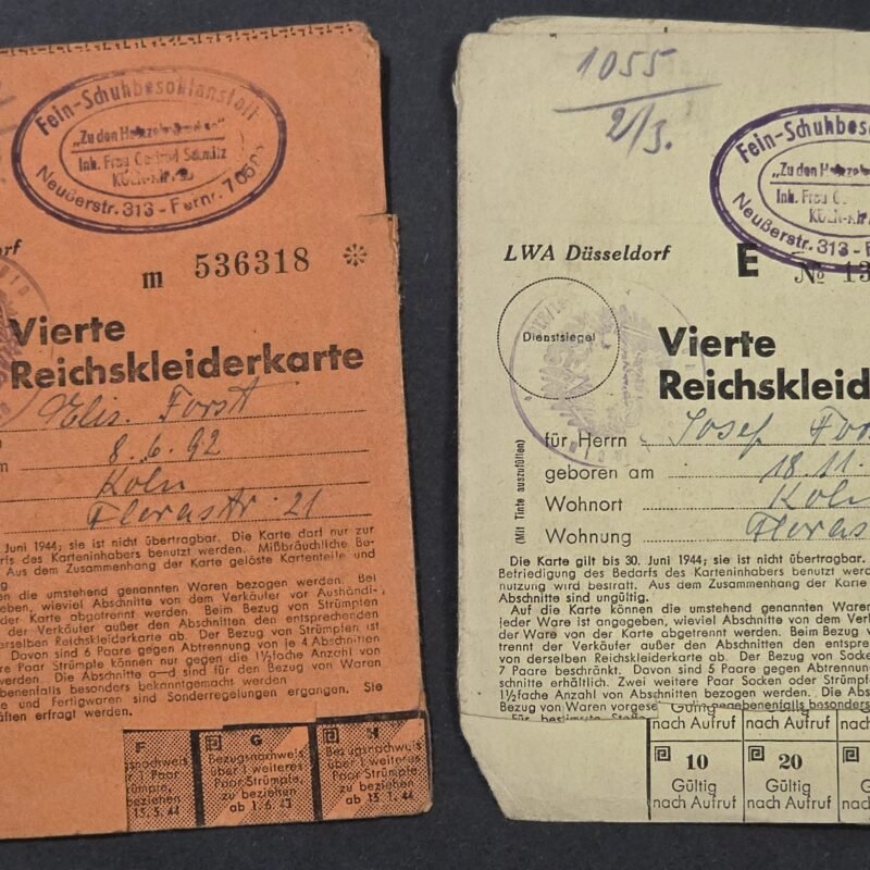 20260827_184607 Pair WWII Nazi German Husband Wife Forst Family Clothing Ration Cards 1943-44 Cologne