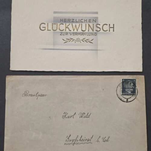 20260829_131438 WWII Nazi German Third Reich Wedding Card & Cover Hitler 4pf Stamp 1940s Postal History