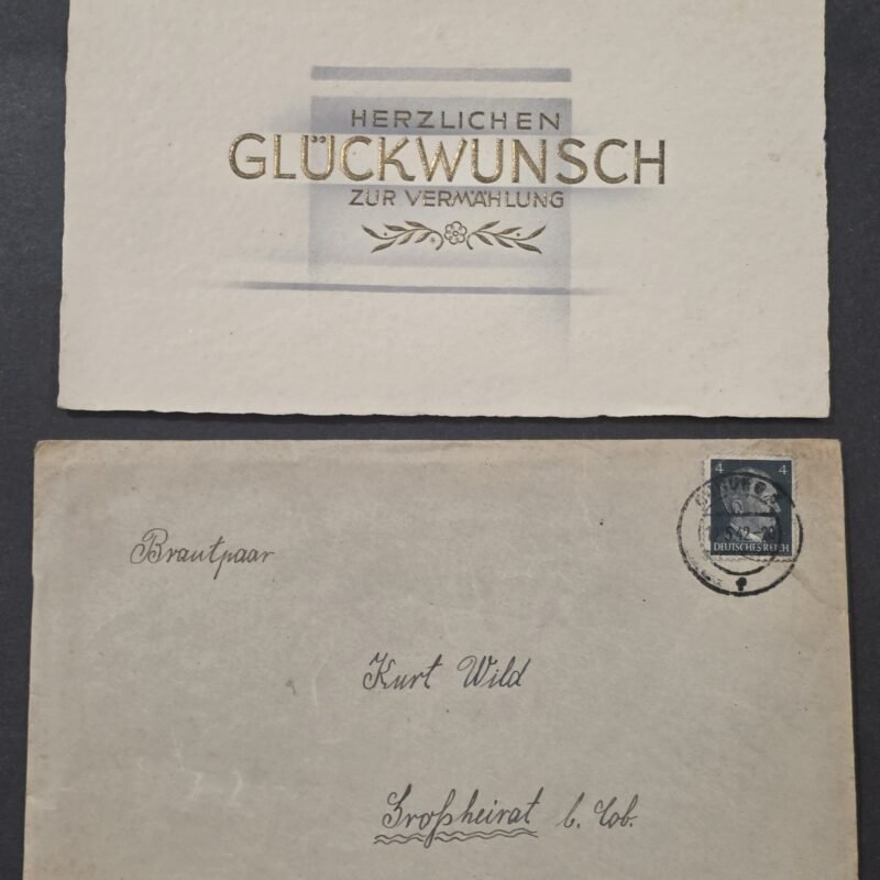 20260829_131438 WWII Nazi German Third Reich Wedding Card & Cover Hitler 4pf Stamp 1940s Postal History