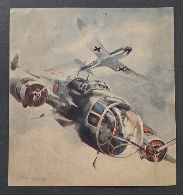20260829_133503 Original 1940 WWII Nazi German Luftwaffe Aircraft Combat Art RAF Bomber Third Reich Art Print