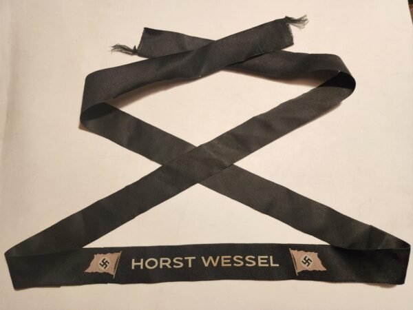 HW WWII Nazi German SA Horst Wessel Ship KdF Kriegsmarine type Cap Tally Mützenband w Swastika Flags