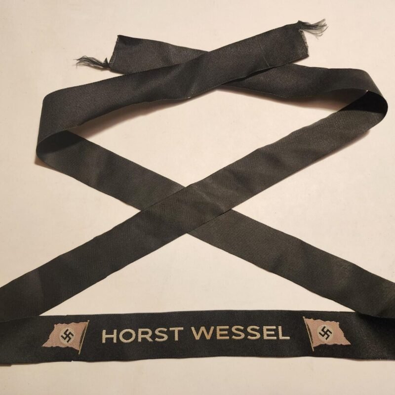 WWII Nazi German SA Horst Wessel Ship KdF Kriegsmarine type Cap Tally Mützenband w Swastika Flags