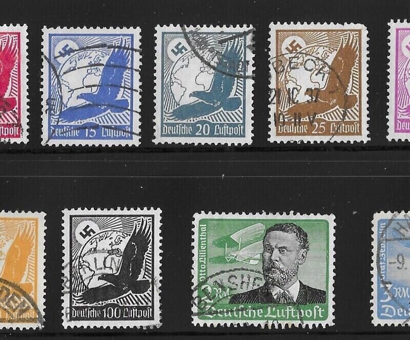 WW2 Nazi German NSDAP Third Reich stamps complete set Flugpost Airmail Luftpost