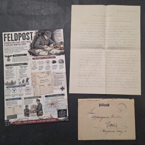 Russia 1942 WW2 Feldpost German Soldiers Military Field Mail Letter w History Display