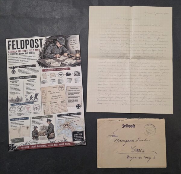 Russia 1942 WW2 Feldpost German Soldiers Military Field Mail Letter w History Display