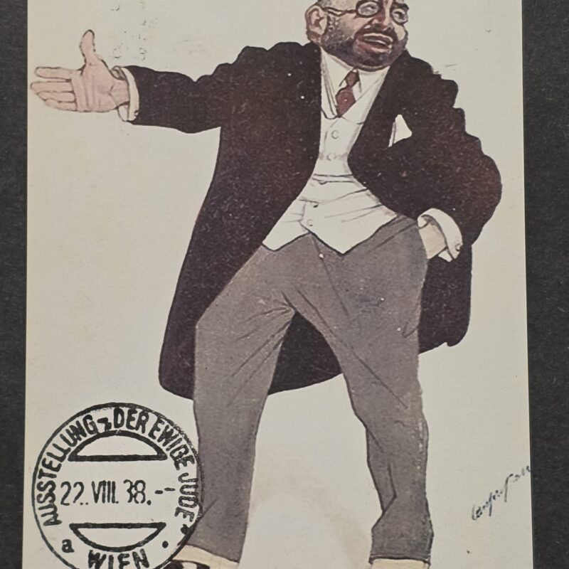 WW2 Nazi German Third Reich Anti Semitic Jewish Postcard w Hitler & Der Ewige Jude Stamp 3