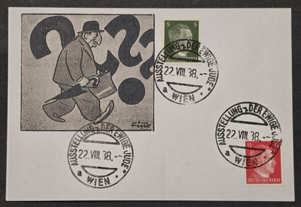 20260826_173304 WW2 Nazi German Third Reich Anti Semitic Jewish Postcard w Hitler & Der Ewige Jude Stamp 5