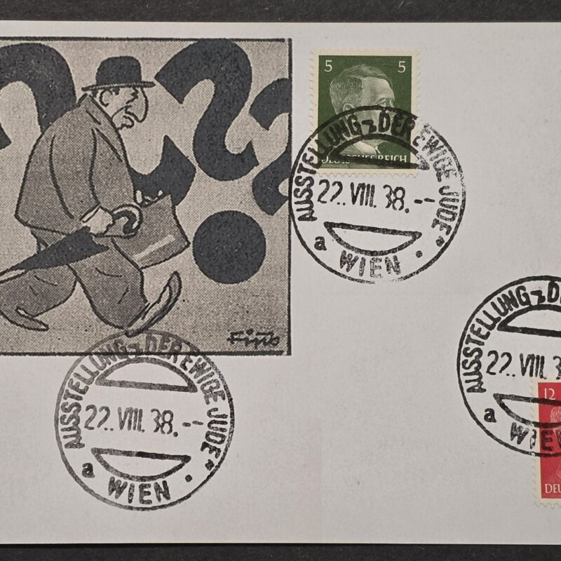 WW2 Nazi German Third Reich Anti Semitic Jewish Postcard w Hitler & Der Ewige Jude Stamp 5