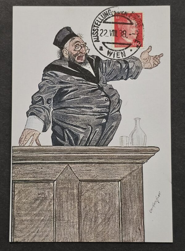 WW2 Nazi German Third Reich Anti Semitic Jewish Postcard w Hitler & Der Ewige Jude Stamp 7