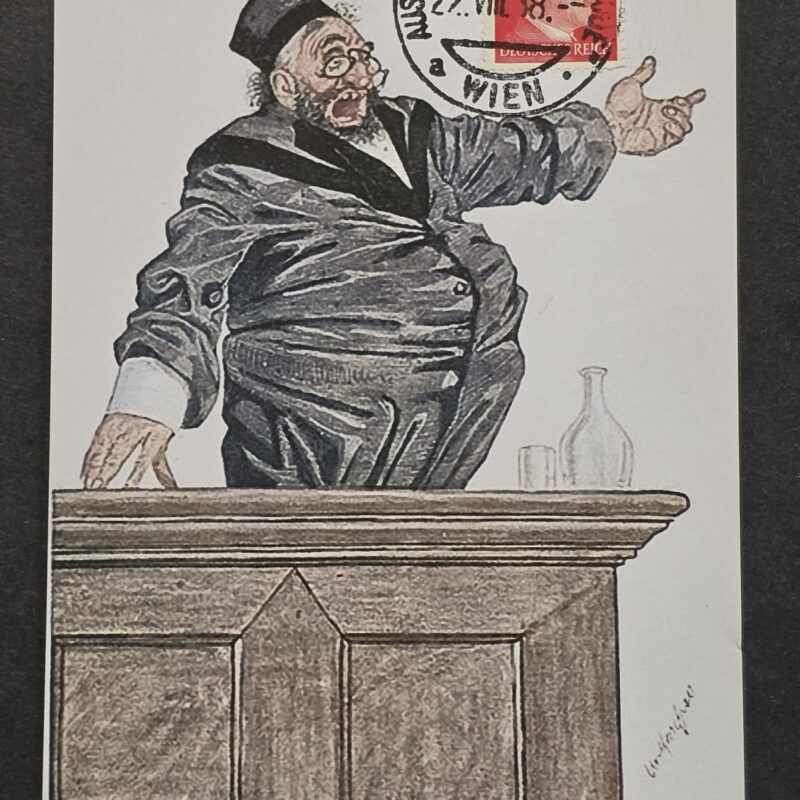 WW2 Nazi German Third Reich Anti Semitic Jewish Postcard w Hitler & Der Ewige Jude Stamp 7