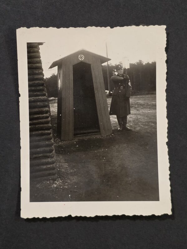 20260902_173353 WWII German RAD Reichsarbeitsdienst Guard at Swastika Sentry Booth Photo