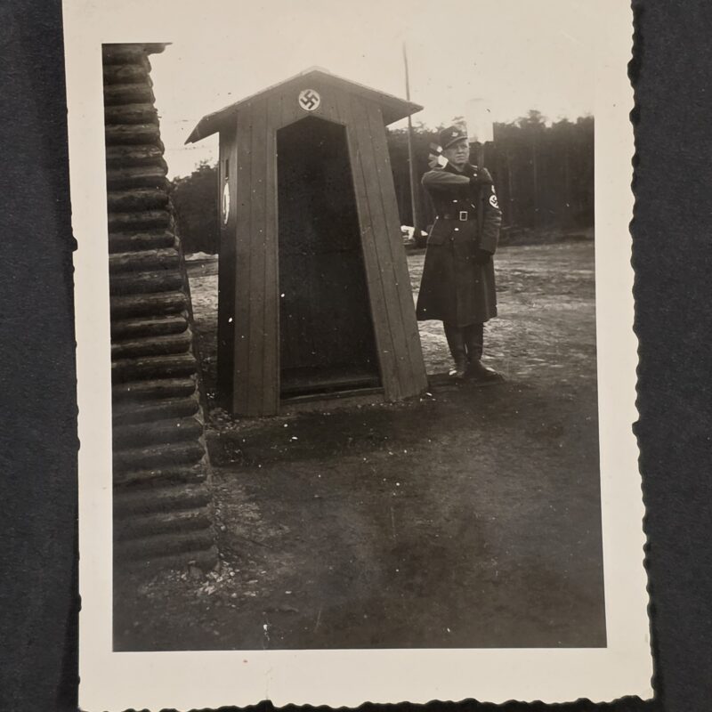 20260902_173353 WWII German RAD Reichsarbeitsdienst Guard at Swastika Sentry Booth Photo