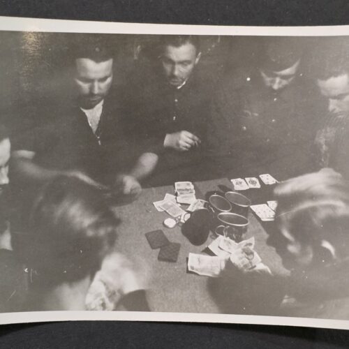 20260902_173927 WWII German Army Soldiers Gambling Playing Cards Reichsmarks Money Photo