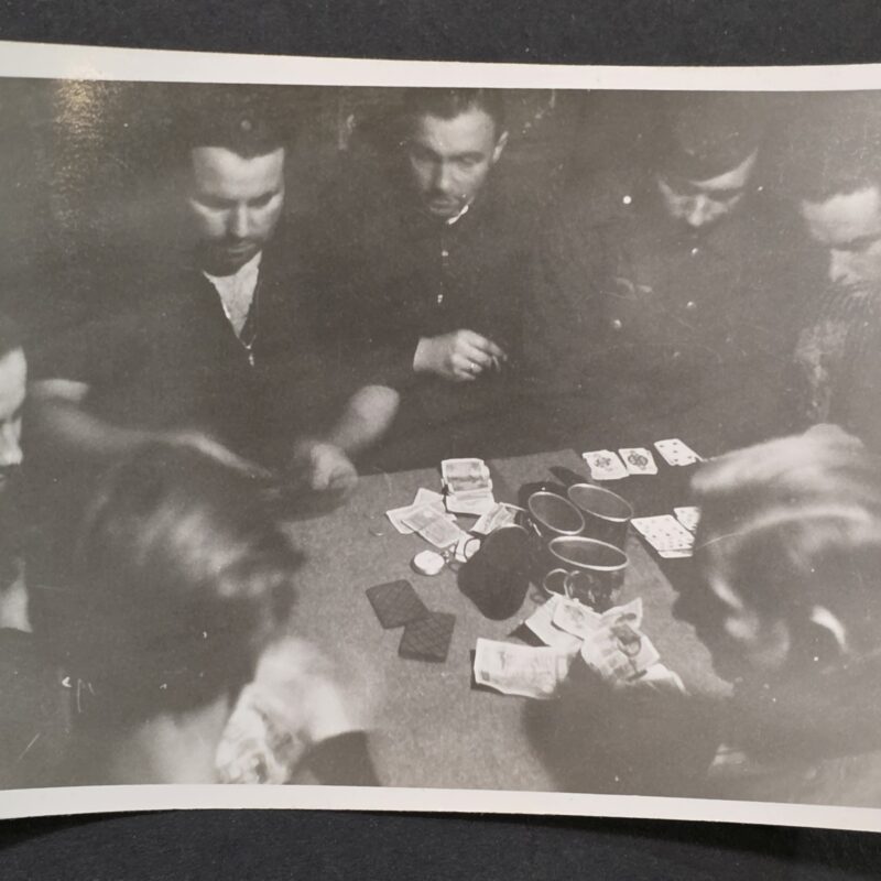 20260902_173927 WWII German Army Soldiers Gambling Playing Cards Reichsmarks Money Photo