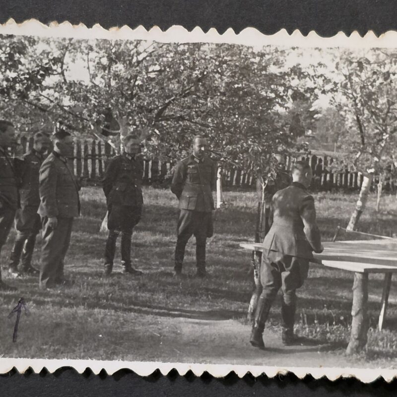 20260902_173949 WWII Nazi German Wehrmacht Soldiers Playing Ping Pong Poland Russia 1944 Photo