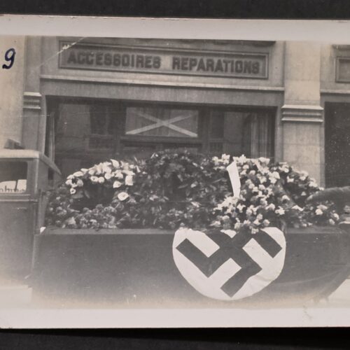 20260902_174540 WWII Nazi German Photo Military Funeral Hearse Decorated Soldier KIA Coffin Swastika Flag France