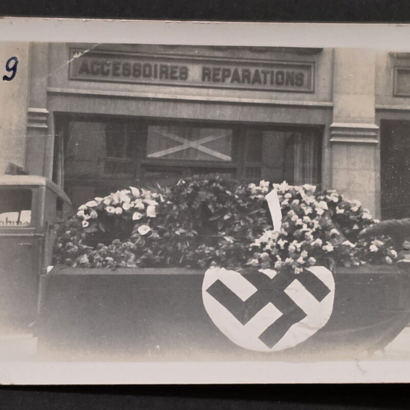20260902_174540 WWII Nazi German Photo Military Funeral Hearse Decorated Soldier KIA Coffin Swastika Flag France