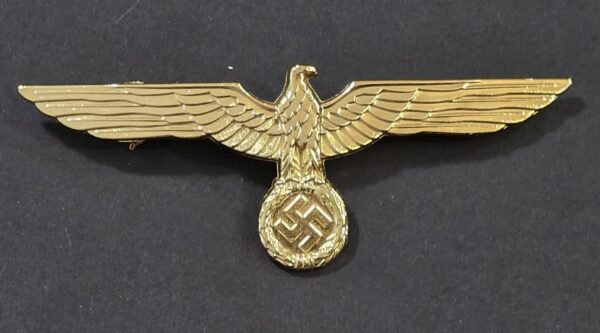 WWII Nazi German Wehrmacht Heer Army Officer Gold Metal Breast Eagle – Assmann