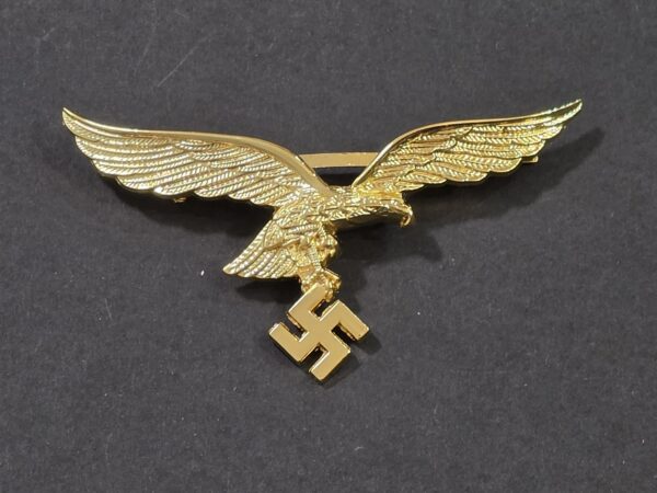 WWII Nazi German Luftwaffe Officer Gold Metal Breast Eagle – Assmann