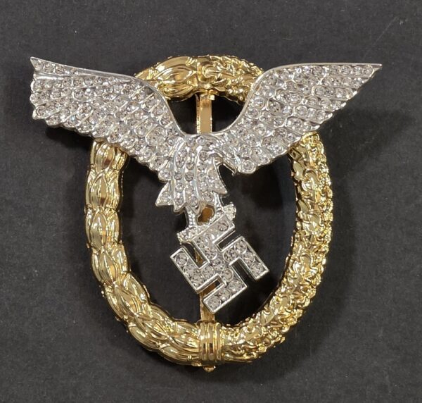 20260905_170409 WWII Nazi German Luftwaffe Pilot Observer Badge Gold Award with Diamonds