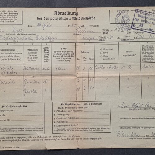 20260906_135543 Original WWII German 1945 Police Registration Document June 30 1945 Oberbayern Gemeinde Stamp