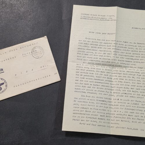20260906_140025 WWII German 1942 Heer Flak Artillery Officer Feldpost Letter & Cover Lt. Pergelt Mannheim