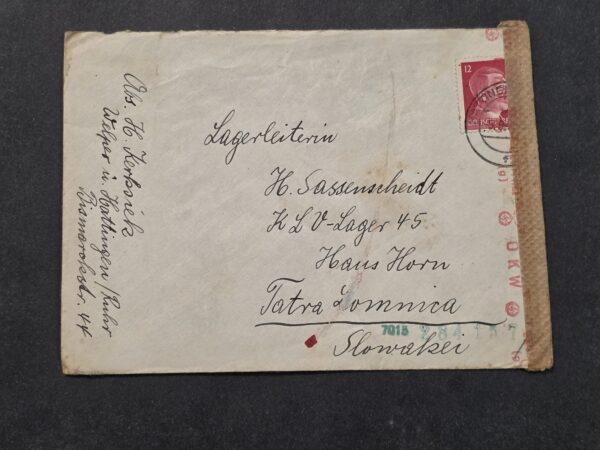 20260906_140534 Original WWII German KLV Lager 45 Swastika Eagle Censored Cover Slovakia Hitler Stamp